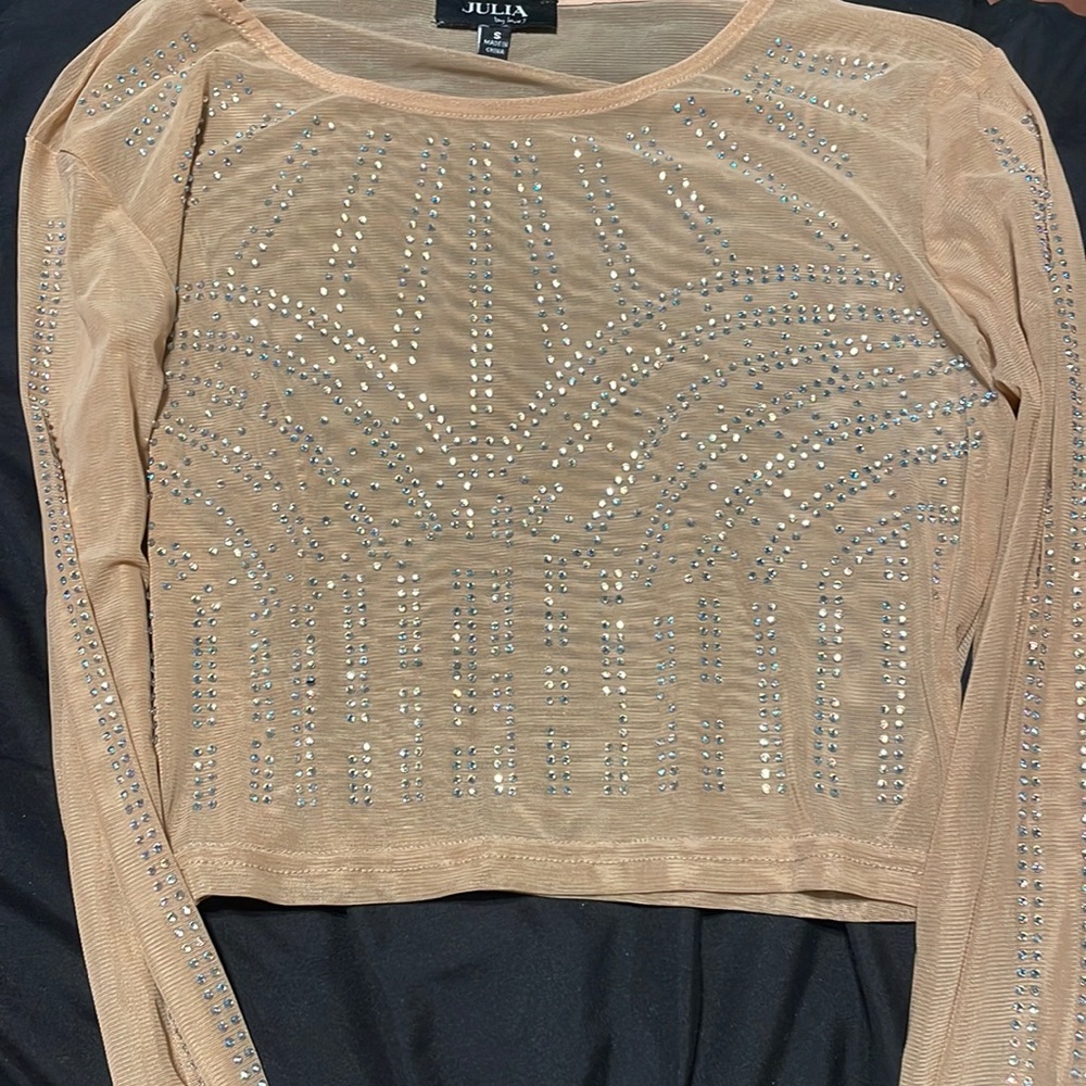 Julia by love J mesh rhinestone top